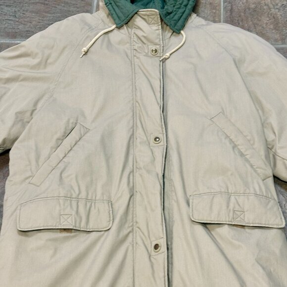 ~~Mulberry Street Goose Down Puffer Coat TAN HOODED Long Women's M Winter PARKA - Picture 3 of 7